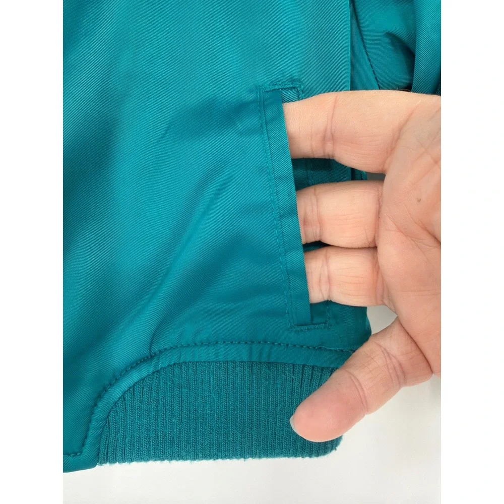 Cat & Jack Baby Teal Bomber Jacket Rainbow Cloud Raindrops 12M Full Zip Fleece